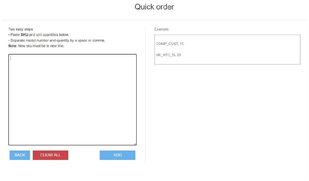 nopcommerce bulk quick order paste items page